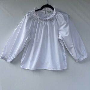 J Crew Puff Sleeves White Blouse Size M‎